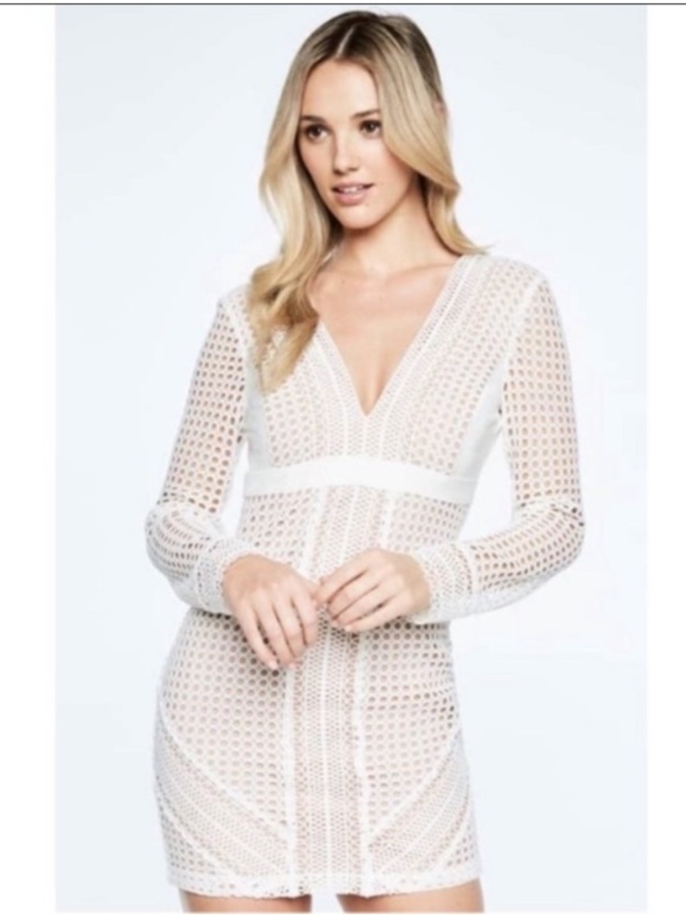 Bardot Ivory Clio Paneled Lace Trim Mini Dress - Size 4
